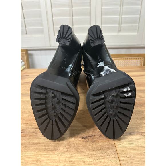 All Saints London Harlem Leather Knee High Black Boots Size 6 NWOB Sleek Edgy - Picture 15 of 16